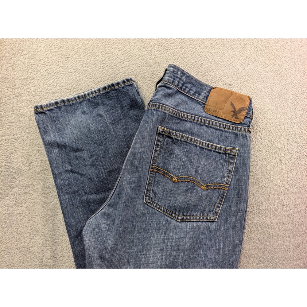 American Eagle Mens Original Straight Jeans Medium Wash Blue 33x32 Cotton